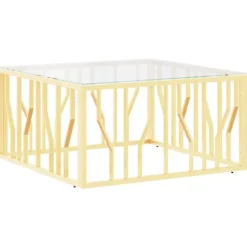 vidaXL Soffbord>Soffbord 80x80x40 cm rostfritt stål och glas