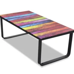 vidaXL Soffbord>Soffbord i glas med regnbågstryck