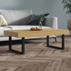 vidaXL Soffbord>Soffbord ljus och svart 120x60x40 cm MDF och järn