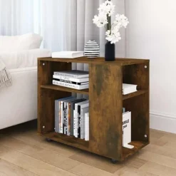 vidaXL Soffbord>Soffbord rökfärgad ek 70x35x55 cm konstruerat trä