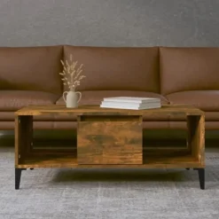 vidaXL Soffbord>Soffbord rökfärgad ek 90x50x36,5 cm konstruerat trä