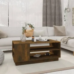 vidaXL Soffbord>Soffbord rökfärgad ek 102x55x43 cm konstruerat trä