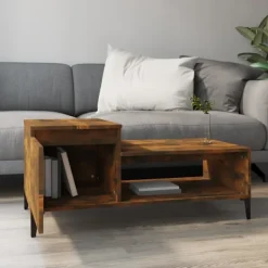 vidaXL Soffbord>Soffbord rökfärgad ek 100x50x45 cm konstruerat trä