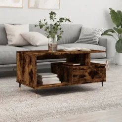 vidaXL Soffbord>Soffbord rökfärgad ek 90x49x45 cm konstruerat trä