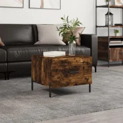 vidaXL Soffbord>Soffbord rökfärgad ek 50x50x40 cm konstruerat trä