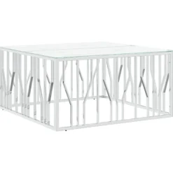 vidaXL Soffbord>Soffbord 100x100x50 cm rostfritt stål och glas