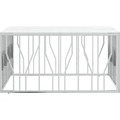vidaXL Soffbord>Soffbord 100x100x50 cm rostfritt stål och glas