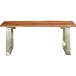 vidaXL Soffbord>Soffbord 100x60x40 cm massivt akaciaträ och rostfritt stål