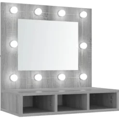 vidaXL Sminkbord>Spegelskåp med LED grå sonoma 60x31,5x62 cm Grå