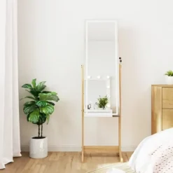 vidaXL Sminkbord>Spegelsmyckesskåp med LED-lampor fristående