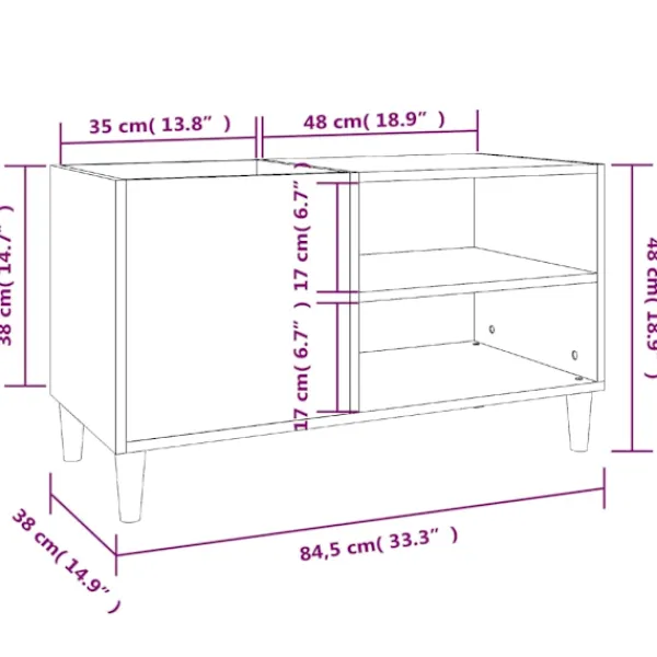 vidaXL Tv-Bänkar>Stereobänk sonoma 84,5x38x48 cm konstruerat trä