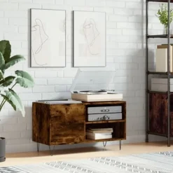 vidaXL Tv-Bänkar>Stereobänk rökfärgad ek 85x38x48 cm konstruerat trä