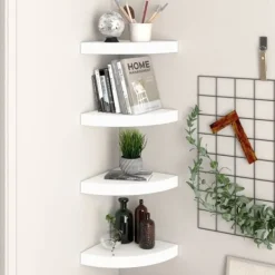 vidaXL Hyllor>Svävande hörnhyllor 4 st 25x25x3,8 cm MDF