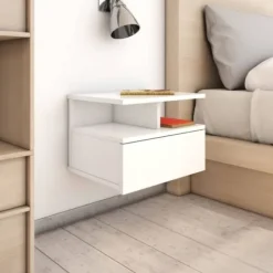 vidaXL Sängar>Svävande sängbord 2 st högglans 40x31x27 cm konstruerat trä