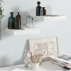 vidaXL Hyllor>Svävande vägghyllor 2 st högglans 23x23,5x3,8 cm MDF