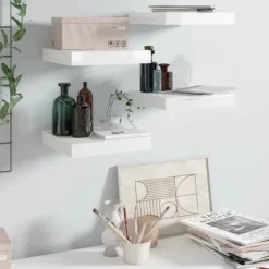 vidaXL Hyllor>Svävande vägghyllor 4 st högglans 23x23,5x3,8 cm MDF