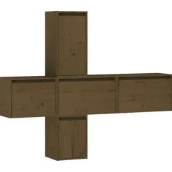 vidaXL Tv-Bänkar>Tv-bänk 5 delar honungs massiv furu