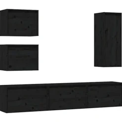 vidaXL Tv-Bänkar>Tv-bänk 6 delar massiv furu