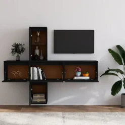 vidaXL Tv-Bänkar>Tv-bänk 5 delar massiv furu