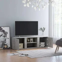 vidaXL Tv-Bänkar>Tv-bänk betong 120x34x37 cm konstruerat trä