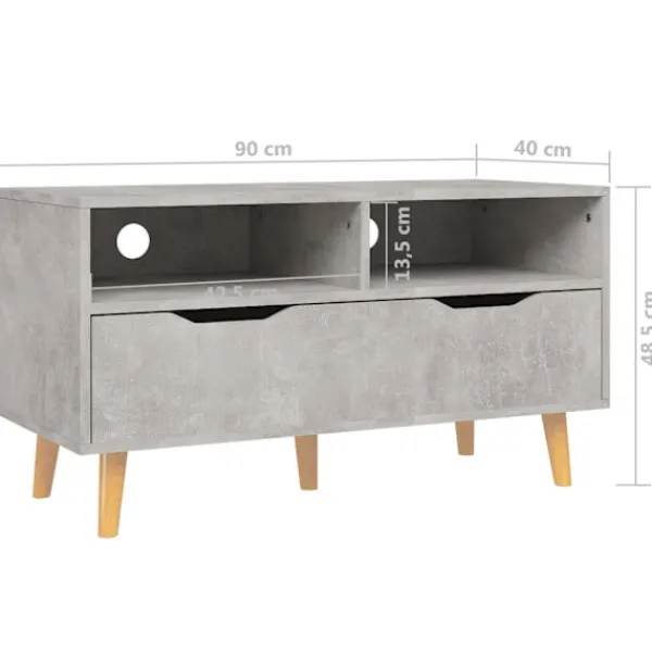 vidaXL Tv-Bänkar>Tv-bänk betong 90x40x48,5 cm konstruerat trä