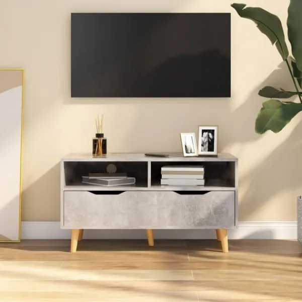 vidaXL Tv-Bänkar>Tv-bänk betong 90x40x48,5 cm konstruerat trä