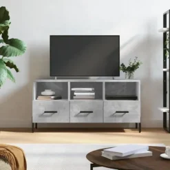 vidaXL Tv-Bänkar>Tv-bänk betong 102x36x50 cm konstruerat trä