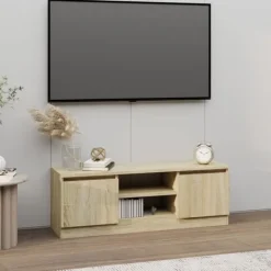 vidaXL Tv-Bänkar>TV-bänk med dörr sonoma-ek 102x30x36 cm