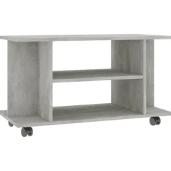 vidaXL Tv-Bänkar>Tv-bänk med hjul betong 80x40x45 cm konstruerat trä
