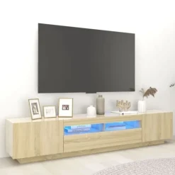 vidaXL Tv-Bänkar>TV-bänk med LED-belysning sonoma-ek 200x35x40 cm