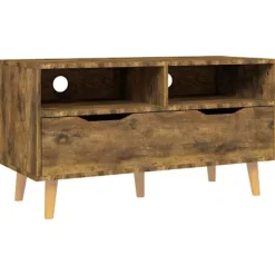 vidaXL Tv-Bänkar>Tv-bänk rökfärgad ek 90x40x48,5 cm konstruerat trä