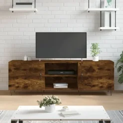 vidaXL Tv-Bänkar>Tv-bänk rökfärgad ek 150x30x50 cm konstruerat trä