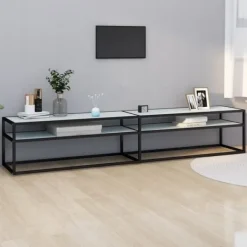 vidaXL Tv-Bänkar>Tv-bänk marmor 220x40x40,5 cm härdat glas