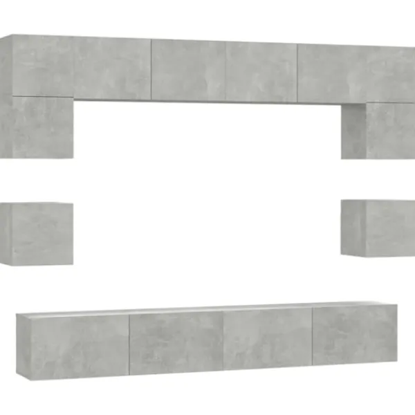 vidaXL Tv-Bänkar>Tv-skåp 8 delar betong konstruerat trä