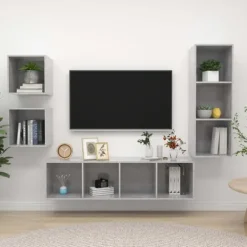 vidaXL Skåp>TV-skåp 4 delar betong konstruerat trä