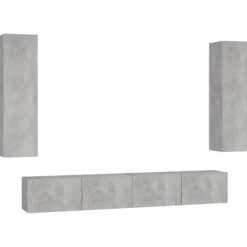 vidaXL Tv-Bänkar>TV-skåp 4 delar betong spånskiva