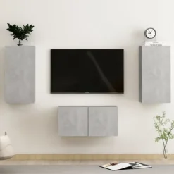 vidaXL Tv-Bänkar>TV-skåp 3 delar betong konstruerat trä