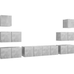 vidaXL Tv-Bänkar>Tv-skåp 8 delar betong konstruerat trä