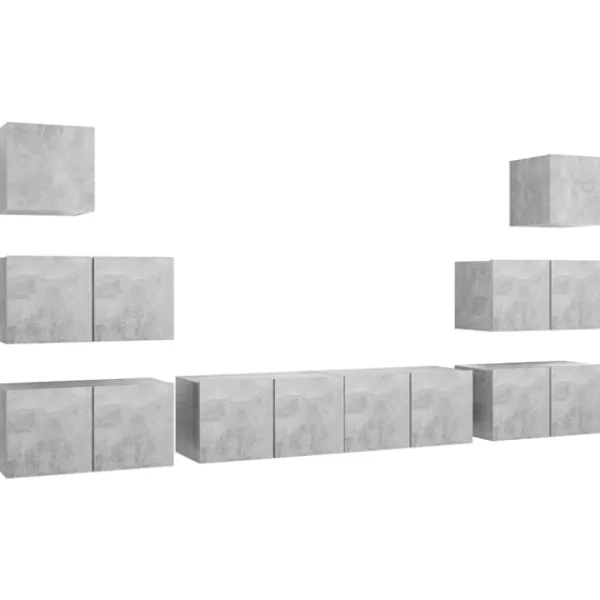 vidaXL Tv-Bänkar>Tv-skåp 8 delar betong konstruerat trä