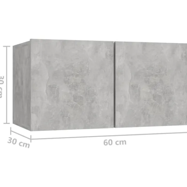 vidaXL Tv-Bänkar>Tv-skåp 8 delar betong konstruerat trä
