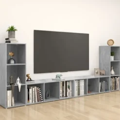 vidaXL Tv-Bänkar>TV-skåp 4 delar betong 107x35x37 cm konstruerat trä