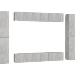 vidaXL Tv-Bänkar>TV-skåp 10 delar betong spånskiva