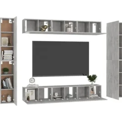 vidaXL Tv-Bänkar>TV-skåp 10 delar betong spånskiva