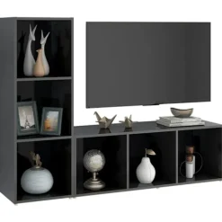 vidaXL Tv-Bänkar>TV-skåp 2 delar högglans 107x35x37 cm konstruerat trä