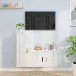 vidaXL Tv-Bänkar>Tv-skåp 2 delar högglans konstruerat trä