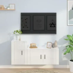 vidaXL Tv-Bänkar>Tv-skåp 2 delar högglans konstruerat trä