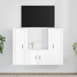 vidaXL Tv-Bänkar>Tv-skåp 3 delar högglans konstruerat trä