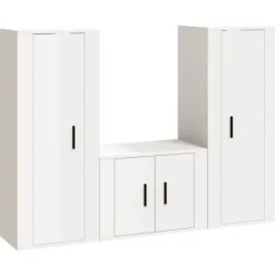 vidaXL Tv-Bänkar>Tv-skåp 3 delar högglans konstruerat trä