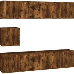 vidaXL Skåp>Tv-skåp 7 delar Rökfärgad ek konstruerat trä