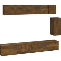 vidaXL Tv-Bänkar>Tv-skåp 6 delar Rökfärgad ek konstruerat trä